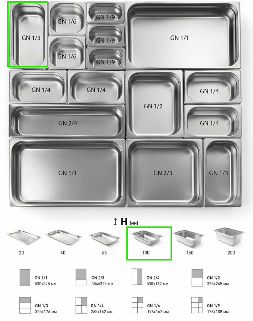ГАСТРОЕМКОСТЬ CRAZY PAN GN1/3-100